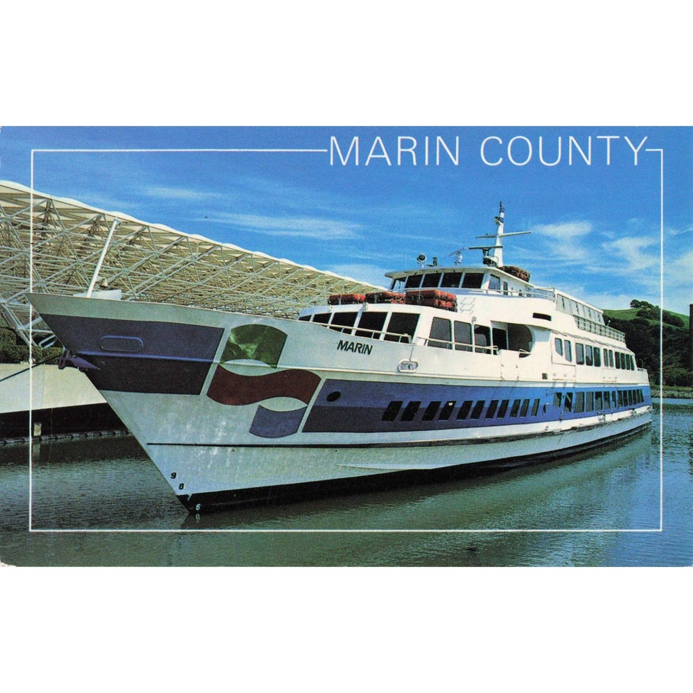 Vintage Marin County Ferry Postcard Larkspur Landing California Don Moffet VG+